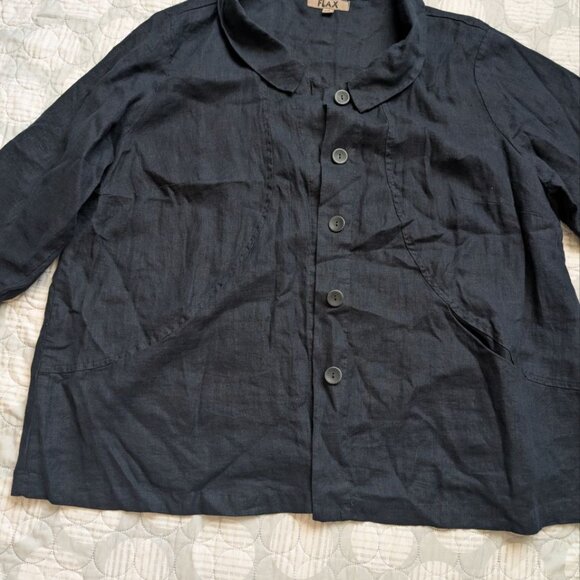 Flax Women`s 100% Linen Button Front Jacket Shirt Size 1G 18-20 XL - Picture 6 of 14